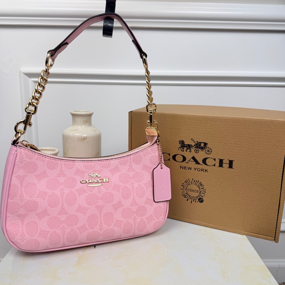 Coach Teri Shoulder Bag in Signature Canvas Pink Casual